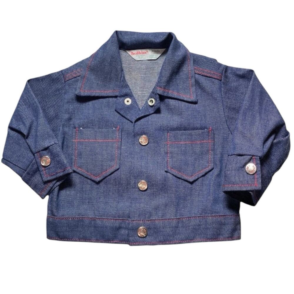 Vintage 70s Health Tex Selvedge Denim Jacket Boys 18 months Infant Lightweight